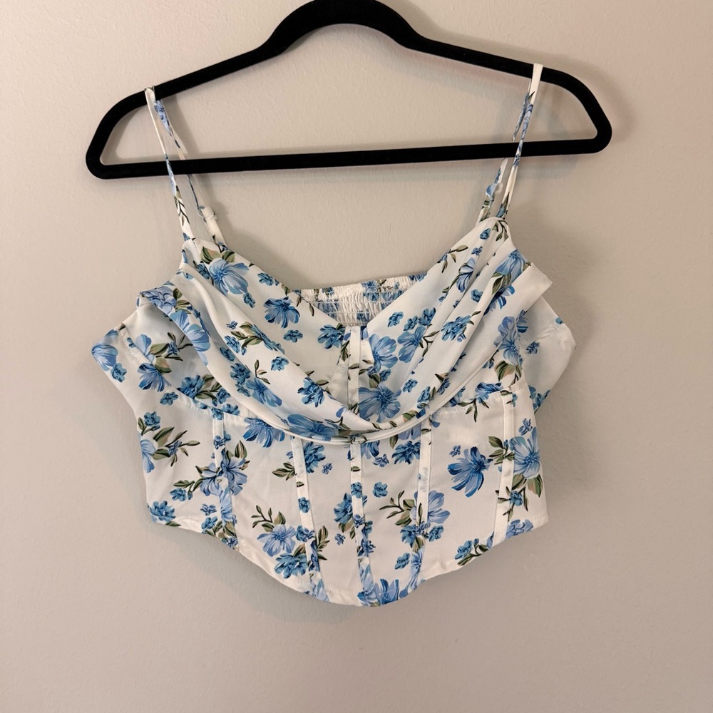 Floral Blue and White Women's Crop Top